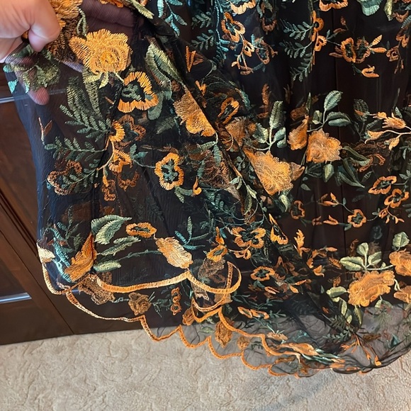 Nwt! Gorgeous maxi dress, see through with embroidered flowers - Picture 6 of 11